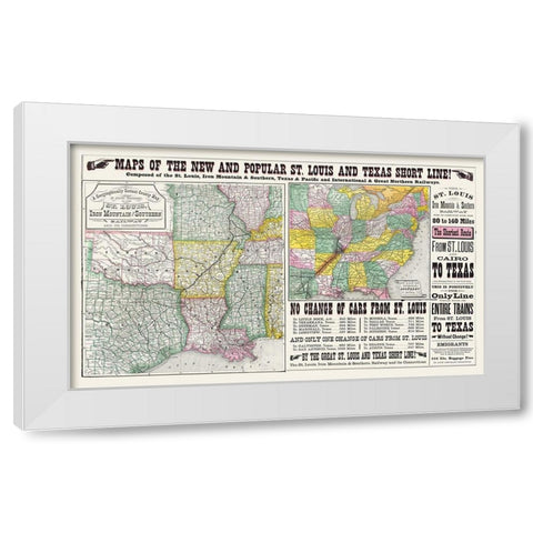 St Louis - Iron Mountain Rail- Wooward 1882 White Modern Wood Framed Art Print by Wooward