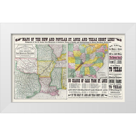 St Louis - Iron Mountain Rail- Wooward 1882 White Modern Wood Framed Art Print by Wooward