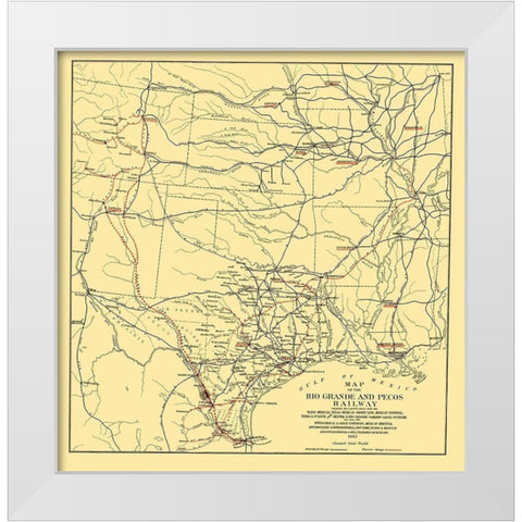 Rio Grande and Pecos Railway - Bien 1882 White Modern Wood Framed Art Print by Bien