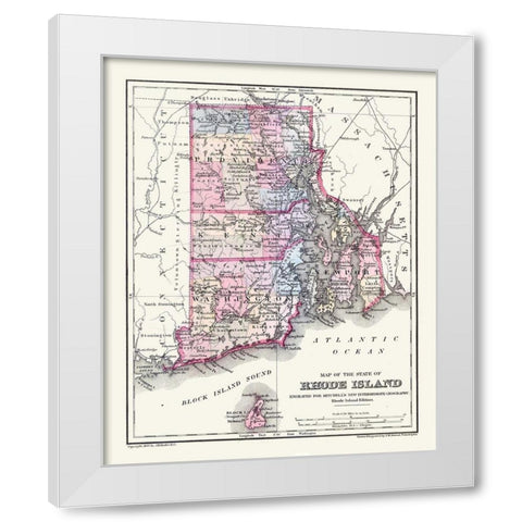Rhode Island - Mitchell 1877 White Modern Wood Framed Art Print by Mitchell