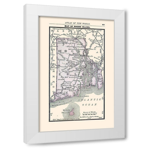 Rhode Island - Alden 1886 White Modern Wood Framed Art Print by Alden