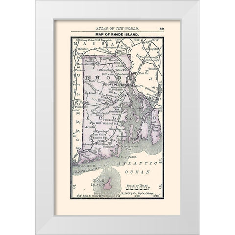 Rhode Island - Alden 1886 White Modern Wood Framed Art Print by Alden