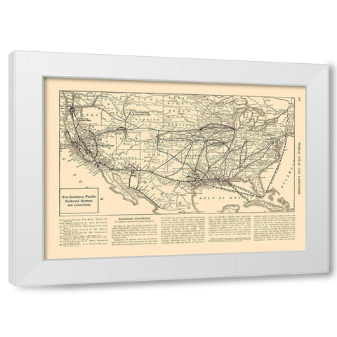 Southern Pacific Railroad - Reynold 1921 White Modern Wood Framed Art Print by Reynold