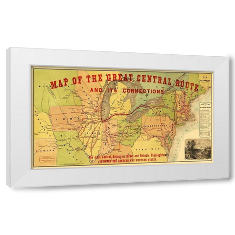 Great Central Railroad Route - Thomas 1856 White Modern Wood Framed Art Print by Thomas