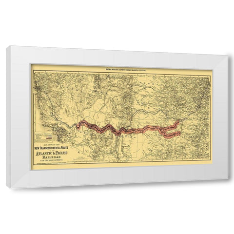 Atlantic and Pacific Railroad and Connections 1883 White Modern Wood Framed Art Print by Colton