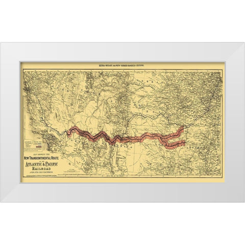 Atlantic and Pacific Railroad and Connections 1883 White Modern Wood Framed Art Print by Colton