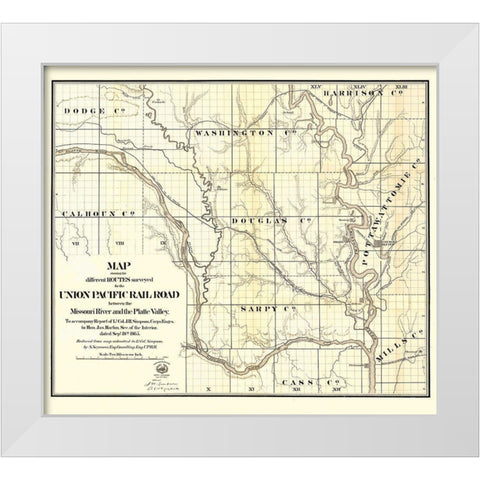 Union Pacific, Missouri River, Platte Valley - White Modern Wood Framed Art Print by Unknown