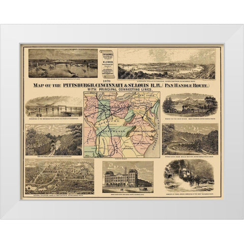 Pittsburgh, Cincinnati and St. Louis RR - 1876 White Modern Wood Framed Art Print by Unknown