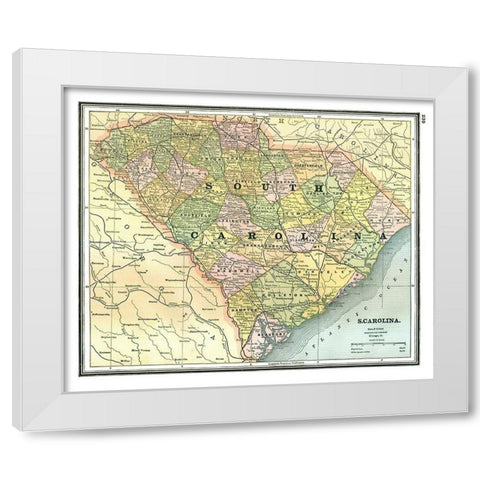 South Carolina - Johnson 1888 White Modern Wood Framed Art Print by Johnson