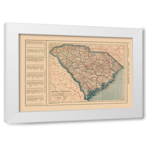 South Carolina - Reynold 1921 White Modern Wood Framed Art Print by Reynold