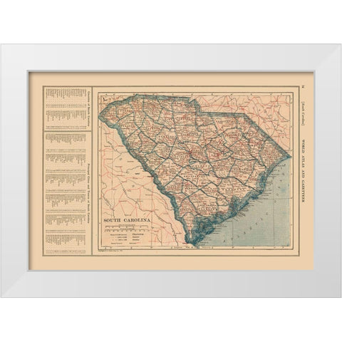 South Carolina - Reynold 1921 White Modern Wood Framed Art Print by Reynold