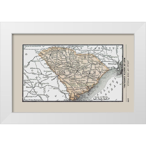 South Carolina - Alden 1886 White Modern Wood Framed Art Print by Alden