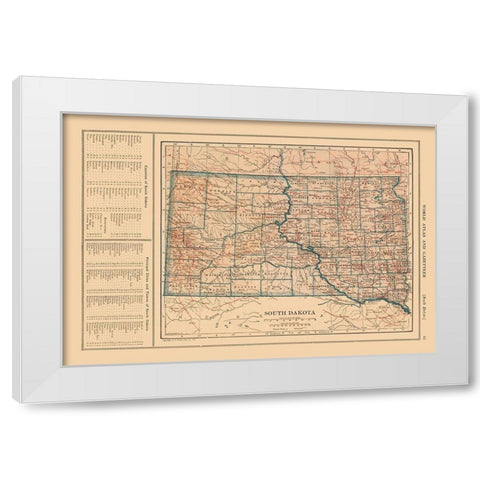 South Dakota - Reynold 1921 White Modern Wood Framed Art Print by Reynold