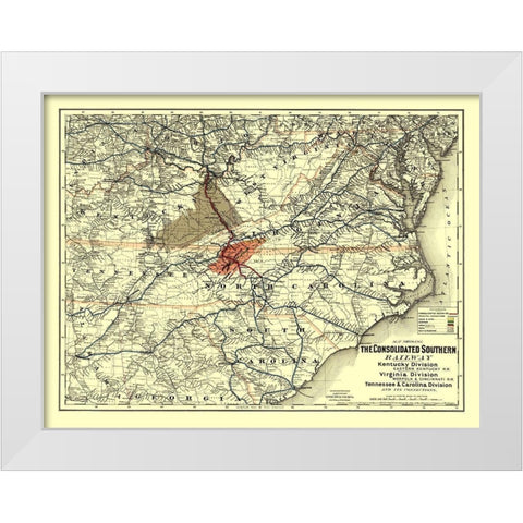 Consolidated Southern Railway - Colton 1883 White Modern Wood Framed Art Print by Colton