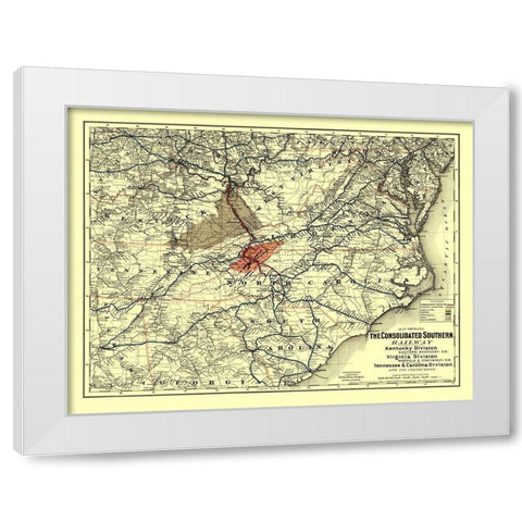 Norfolk and Cincinnati Railroad - Colton 1883 White Modern Wood Framed Art Print by Colton