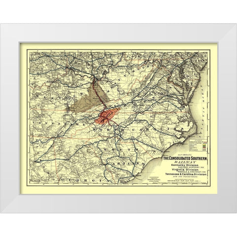 Norfolk and Cincinnati Railroad - Colton 1883 White Modern Wood Framed Art Print by Colton