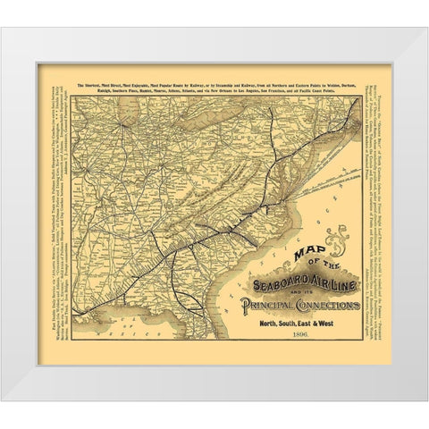 Seaboard Air Line Railroad - Rand McNally 1896 White Modern Wood Framed Art Print by Rand McNally