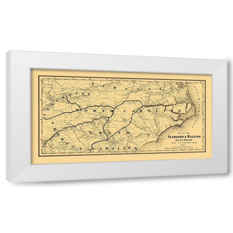 Seaboard and Raleigh Railroad - Colton 1874 White Modern Wood Framed Art Print by Colton