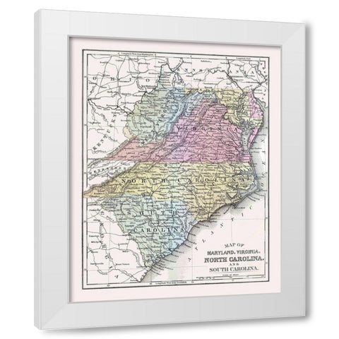 South Eastern United States - Mitchell 1877 White Modern Wood Framed Art Print by Mitchell
