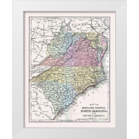 South Eastern United States - Mitchell 1877 White Modern Wood Framed Art Print by Mitchell