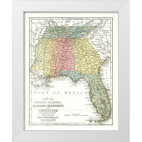 South East Coast - Mitchell 1869 White Modern Wood Framed Art Print by Mitchell