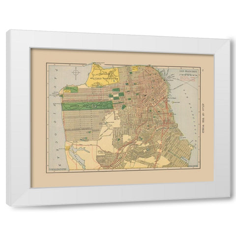 San Francisco California - Hammond 1910 White Modern Wood Framed Art Print by Hammond
