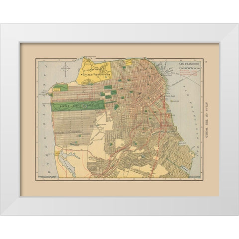 San Francisco California - Hammond 1910 White Modern Wood Framed Art Print by Hammond