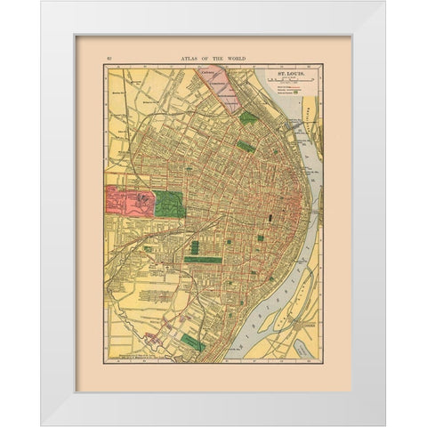Saint Louis Missouri - Hammond 1910 White Modern Wood Framed Art Print by Hammond