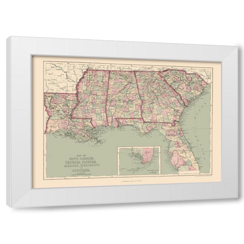 United States Southeastern - Williams 1873 White Modern Wood Framed Art Print by Williams