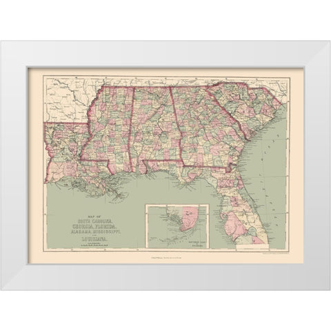 United States Southeastern - Williams 1873 White Modern Wood Framed Art Print by Williams