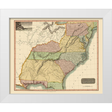 Southeastern United States - Thomson 1817 White Modern Wood Framed Art Print by Thomson