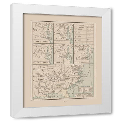 Seceding States 1860-1865 - Cram 1892 White Modern Wood Framed Art Print by Cram