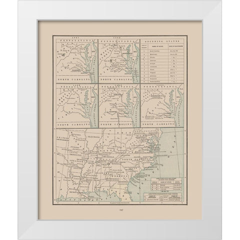 Seceding States 1860-1865 - Cram 1892 White Modern Wood Framed Art Print by Cram