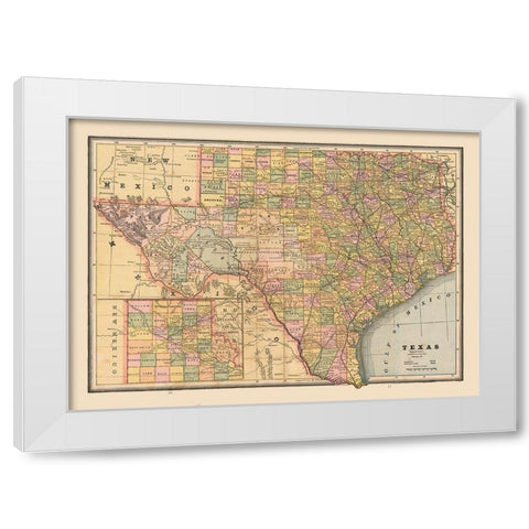 Texas, United States - Cram 1888 White Modern Wood Framed Art Print by Cram