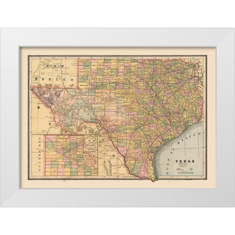 Texas, United States - Cram 1888 White Modern Wood Framed Art Print by Cram