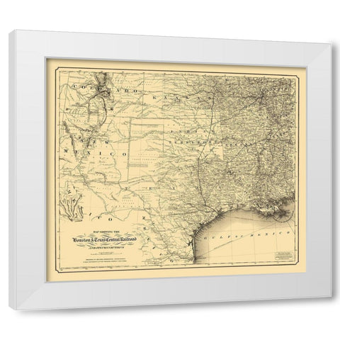 Houston and Texas Central Railroad - Colton 1867 White Modern Wood Framed Art Print by Colton