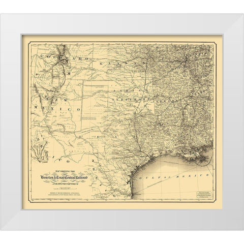 Houston and Texas Central Railroad - Colton 1867 White Modern Wood Framed Art Print by Colton