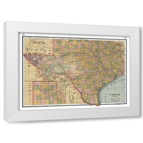 Texas - Johnson 1888 White Modern Wood Framed Art Print by Johnson
