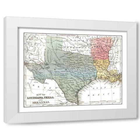 Louisiana, Texas, Arkansas - Mitchell 1869 White Modern Wood Framed Art Print by Mitchell
