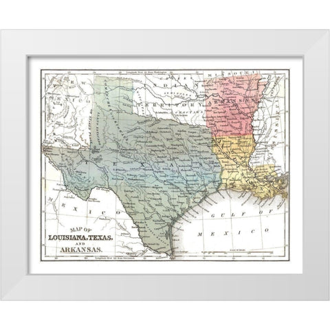 Louisiana, Texas, Arkansas - Mitchell 1869 White Modern Wood Framed Art Print by Mitchell
