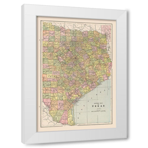 Eastern Texas - Cram 1892 White Modern Wood Framed Art Print by Cram