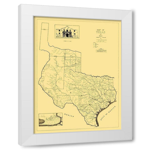 Texas - Freeman 1836 White Modern Wood Framed Art Print by Freeman