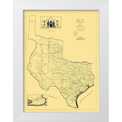 Texas - Freeman 1836 White Modern Wood Framed Art Print by Freeman