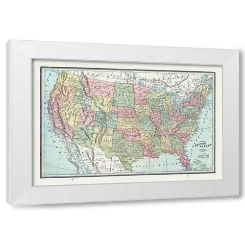 United States - Cram 1888 White Modern Wood Framed Art Print by Cram