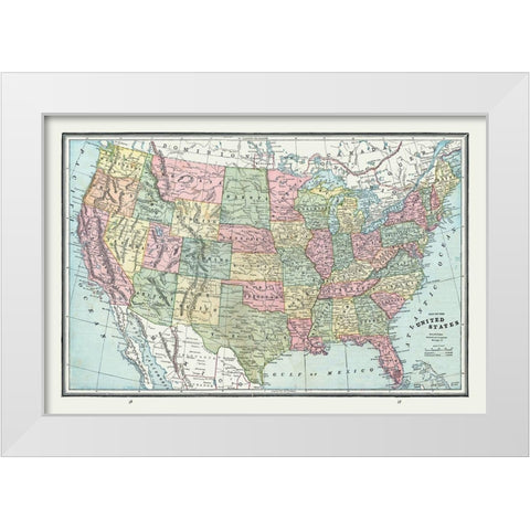 United States - Cram 1888 White Modern Wood Framed Art Print by Cram