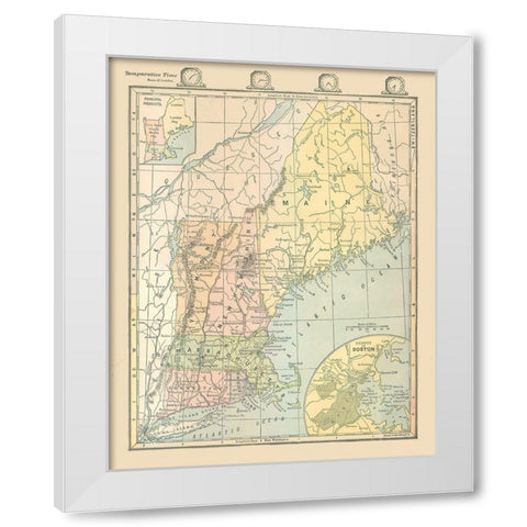 Northeast United States - Monteith 1882 White Modern Wood Framed Art Print by Monteith