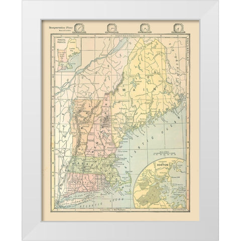 Northeast United States - Monteith 1882 White Modern Wood Framed Art Print by Monteith