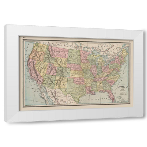 United States - Johnson 1888 White Modern Wood Framed Art Print by Johnson