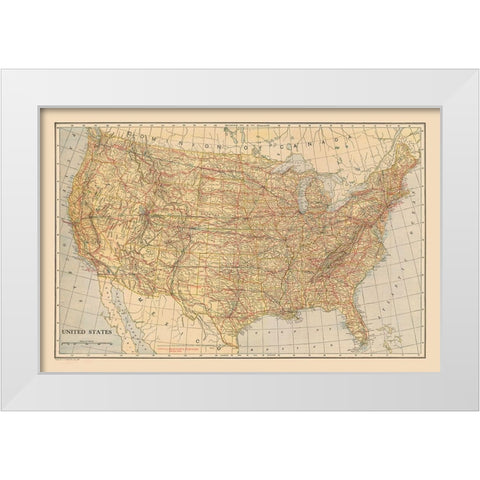 United States - Reynold 1921 White Modern Wood Framed Art Print by Reynold