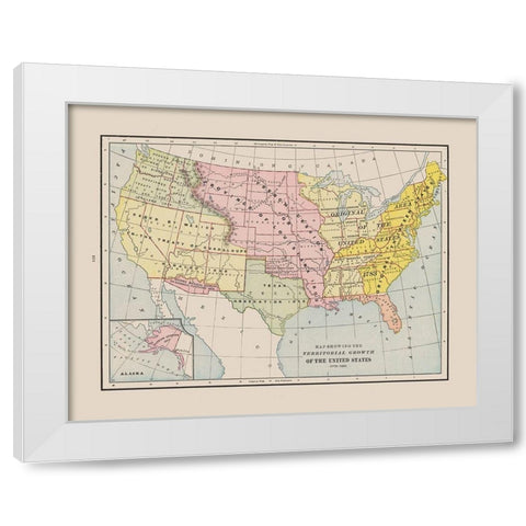 Territorial Growth - Cram 1892 White Modern Wood Framed Art Print by Cram